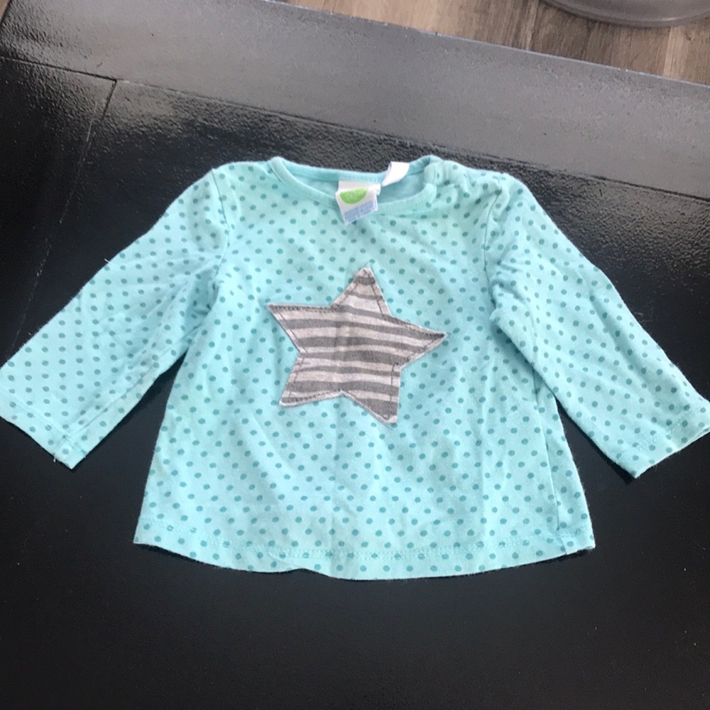 Toddler Teal Polka Dot Long-Sleeve Top with Star Appliqué